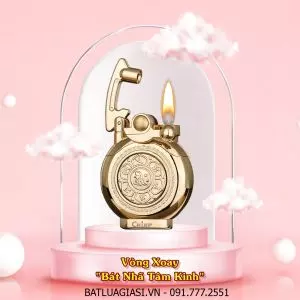 BẬT LỬA CHIEF XĂNG ĐÁ - BÚNG TAY ĐÁNH LỬA CF208 "VÒNG XOAY BÁT NHÃ TÂM KINH" (FULLBOX) - (XÀI XĂNG) #VÀNG