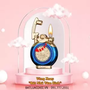 BẬT LỬA CHIEF XĂNG ĐÁ - BÚNG TAY ĐÁNH LỬA CF208 "VÒNG XOAY BÁT NHÃ TÂM KINH" (FULLBOX) - (XÀI XĂNG) #XANH