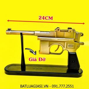 BẬT LỬA KHÈ HÌNH SÚNG CỔ MAUSER LỚN - SÚNG BẾN THƯỢNG HẢI (CÓ GIÁ ĐỠ) SIZE: 24CM - (XÀI GAS)