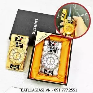 BẬT LỬA KHÈ - ĐỒNG HỒ 2IN1 HÌNH TẮC KÈ - CÓ ĐÈN LED (CÓ HỘP) - (XÀI GAS)