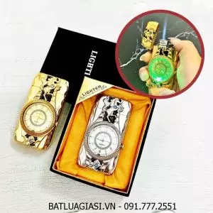BẬT LỬA KHÈ - ĐỒNG HỒ 2IN1 HÌNH NGỰA - CÓ ĐÈN LED (CÓ HỘP) - (XÀI GAS)