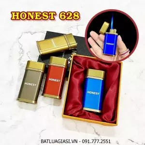 BẬT LỬA KHÈ HONEST 628 NHIỀU MÀU - GAS ĐÁ RÃNH TAY (CÓ HỘP) - (XÀI GAS)
