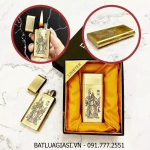 BẬT LỬA SLIM - DOLPHIN XĂNG ĐÁ CỔ 1 BÁNH XE HÌNH QUAN CÔNG (CÓ HỘP) - (XÀI XĂNG)