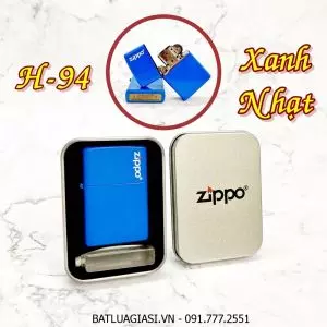 BẬT LỬA ZIPPO SƠN TĨNH ĐIỆN NHIỀU MÀU (CÓ MỘC ĐÁY) (HỘP THIẾC KÈM XĂNG) #H-94 XANH NHẠT