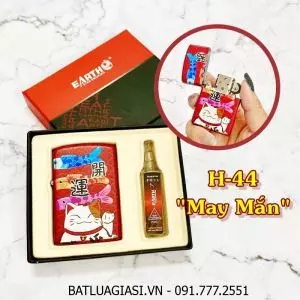 BẬT LỬA ZIPPO SƠN TĨNH ĐIỆN 6 MẶT - PHIÊN BẢN NHẬT HÌNH MÈO MAY MẮN (CÓ HỘP VÀ XĂNG) H-44