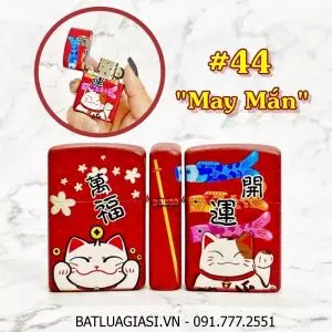 BẬT LỬA ZIPPO SƠN TĨNH ĐIỆN 6 MẶT - PHIÊN BẢN NHẬT HÌNH MÈO MAY MẮN - (XÀI XĂNG) #44