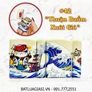 BẬT LỬA ZIPPO SƠN TĨNH ĐIỆN 6 MẶT - PHIÊN BẢN NHẬT HÌNH MÈO MAY MẮN - (XÀI XĂNG) #42