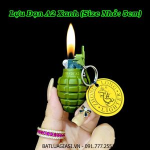 BẬT LỬA MÓC KHÓA HÌNH TRÁI LỰU ĐẠN A2 XANH (SIZE NHỎ) - (XÀI GAS)