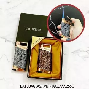 BẬT LỬA KHÈ HONEST 615 BỌC DA CÁ SẤU (CÓ HỘP) - (XÀI GAS)