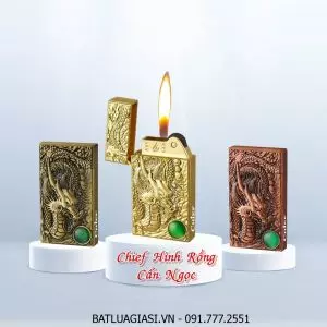 BẬT LỬA CHIEF GAS ĐÁ HÌNH RỒNG CẨN NGỌC - (XÀI GAS)