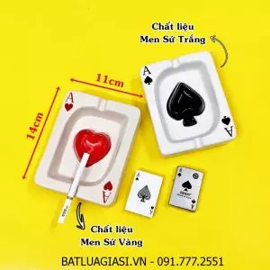 GẠT TÀN THUỐC HÌNH LÁ BÀI (CHẤT LIỆU: MEN SỨ)
