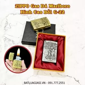 BẬT LỬA ZIPPO GAS ĐÁ MARLBORO HÌNH CAO BỒI G-22 (CÓ HỘP) - (XÀI GAS)