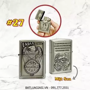 BÂT LỬA ZIPPO AMERICAN 2 MẶT HÌNH NỔI - (XÀI XĂNG) #27