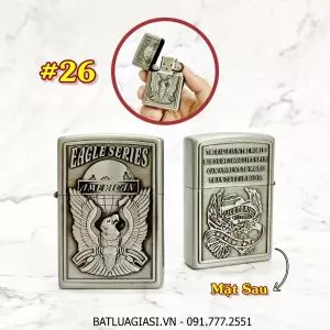 BÂT LỬA ZIPPO AMERICAN 2 MẶT HÌNH NỔI - (XÀI XĂNG) #26
