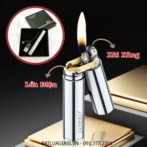 BẬT LỬA ZORRO CÔN NHỊ KHÚC 2 CHẾ ĐỘ LỬA (CHIẾT HOẢ TỬ + XĂNG ĐÁ) (FULLBOX) - (SẠC ĐIỆN - XÀI XĂNG) #BẠC