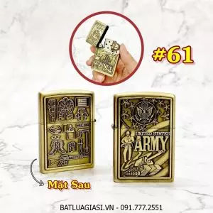 BÂT LỬA ZIPPO U.S 2 MẶT HÌNH NỔI - (XÀI XĂNG) #61