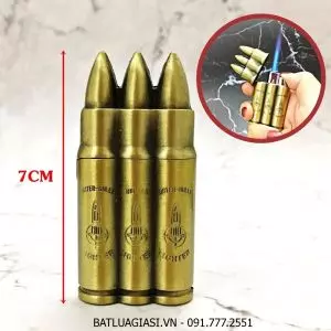BẬT LỬA KHÈ HÌNH 3 VIÊN ĐẠN (KIM LOẠI) - (XÀI GAS)