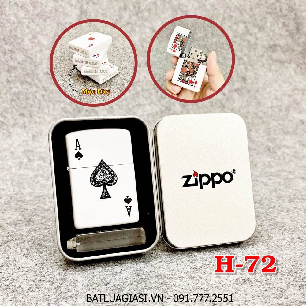 BẬT LỬA ZIPPO 2 MẶT HÌNH LÁ BÀI \