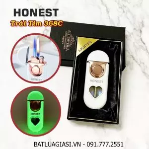 BẬT LỬA HONEST 2 CHẾ ĐỘ LỬA - GAS LỘ THIÊN CÓ ĐÈN HÌNH TRÁI TIM 368C DẠ QUANG HÚT ÁNH SÁNG (LỬA NGỌN VÀ LỬA HOẢ TIỄN) (CÓ HỘP) - (XÀI GAS)