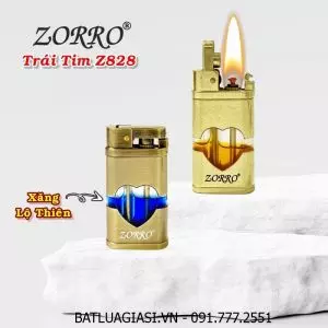 BẬT LỬA ZORRO XĂNG LỘ THIÊN HÌNH TRÁI TIM Z828 - (XÀI XĂNG)