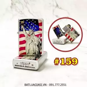 BẬT LỬA ZIPPO SƠN TĨNH ĐIỆN 2 MẶT HÌNH NỮ THẦN TỰ DO (CÓ MỘC ĐÁY) - (XÀI XĂNG) #159