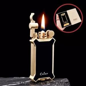 BẬT LỬA XĂNG ĐÁ CHIEF CF306 MÀU VÀNG ĐEN (FULLBOX) - (XÀI XĂNG)