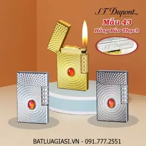 BẬT LỬA DUPONT LỐC XOÁY CẨN NGỌC HỒNG BẢO THẠCH M-43 (S.T. DUPONT) - (XÀI GAS)