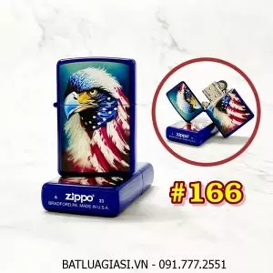 BẬT LỬA ZIPPO SƠN TĨNH ĐIỆN 2 MẶT HÌNH ĐẠI BÀNG CỜ MỸ (CÓ MỘC ĐÁY) (XÀI XĂNG) #166