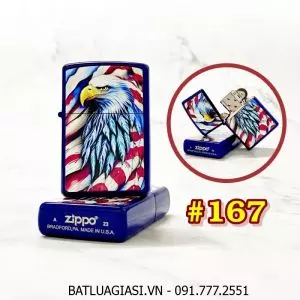BẬT LỬA ZIPPO SƠN TĨNH ĐIỆN 2 MẶT HÌNH ĐẠI BÀNG CỜ MỸ (CÓ MỘC ĐÁY) (XÀI XĂNG) #167
