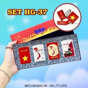BỘ 4 BẬT LỬA ZIPPO SƠN TĨNH ĐIỆN CHỦ ĐỀ VIỆT NAM (CÓ MỘC ĐÁY) (HỘP GIẤY) - (XÀI XĂNG) #SET HG-37