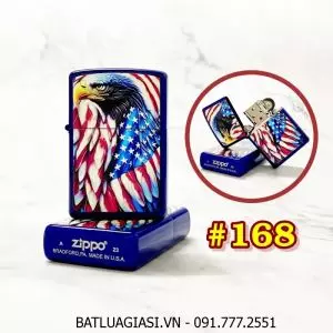 BẬT LỬA ZIPPO SƠN TĨNH ĐIỆN 2 MẶT HÌNH ĐẠI BÀNG CỜ MỸ (CÓ MỘC ĐÁY) (XÀI XĂNG) #168