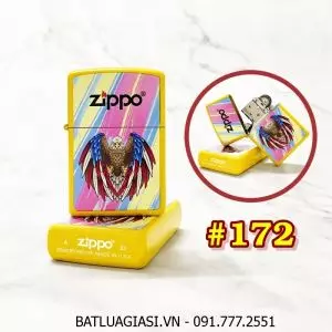 BẬT LỬA ZIPPO SƠN TĨNH ĐIỆN 2 MẶT HÌNH ĐẠI BÀNG CỜ MỸ (CÓ MỘC ĐÁY) (XÀI XĂNG) #172