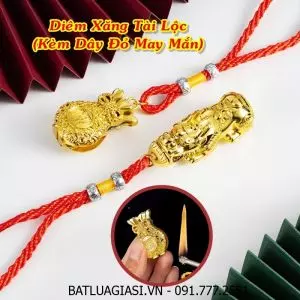 COMBO 2 BẬT LỬA DIÊM XĂNG TÀI LỘC KÈM DÂY ĐỎ MAY MẮN (KIM LOẠI) - (XÀI XĂNG)