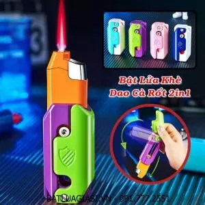 BẬT LỬA KHÈ DAO CÀ RỐT 2IN1 (DAO VÔ TRI) (ỐC CHỊU LỰC BẰNG KIM LOẠI) FULLBOX - (XÀI GAS)