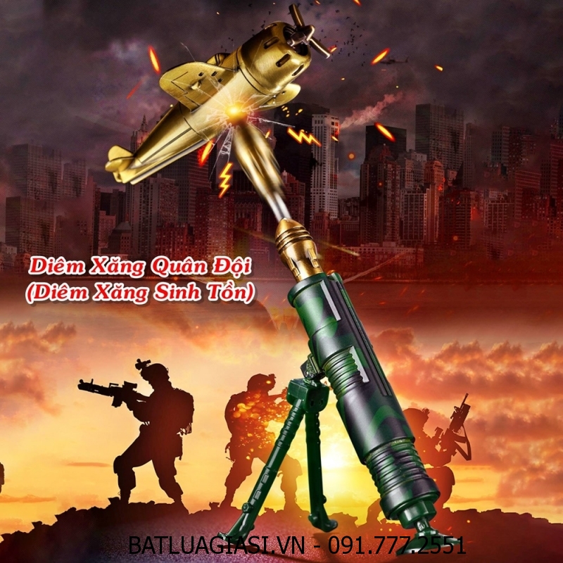 COMBO 2 BẬT LỬA DIÊM XĂNG QUÂN ĐỘI (KIM LOẠI) - (XÀI XĂNG)