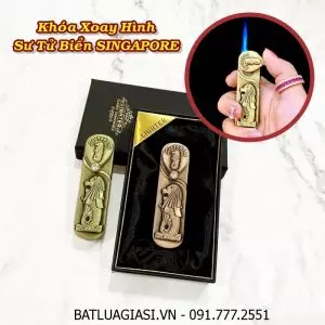 BẬT LỬA KHÈ KHÓA XOAY HÌNH SƯ TỬ BIỂN SINGAPORE (CÓ HỘP) - (XÀI GAS)