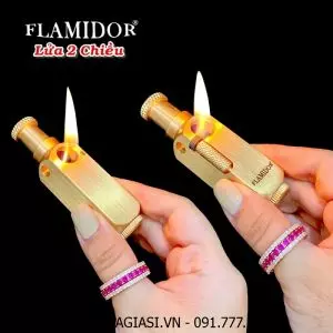BẬT LỬA XĂNG ĐÁ FLAMIDOR LỬA 2 CHIỀU (KIM LOẠI NGUYÊN KHỐI) - (XÀI XĂNG)