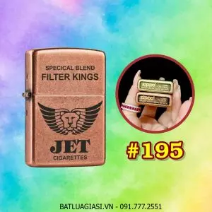 BẬT LỬA ZIPPO ĐỒNG CỔ HÌNH GÓI THUỐC LÁ JET (CÓ MỘC ĐÁY) - (XÀI XĂNG) #195