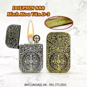 BẬT LỬA XĂNG ĐÁ 1 BÁNH XE DOLPHIN 888 HÌNH HOA VĂN D-3 - (XÀI XĂNG)