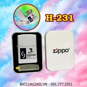 BẬT LỬA ZIPPO SƠN TĨNH ĐIỆN 2 MẶT HÌNH GÓI THUỐC LÁ SÀI GÒN BẠC (HỘP THIẾC KÈM XĂNG) H-231