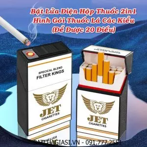 BẬT LỬA ĐIỆN HỘP THUỐC 2IN1 HÌNH GÓI THUỐC LÁ JET (ĐỂ ĐƯỢC 20 ĐIẾU THUỐC) (FULLBOX) - (SẠC ĐIỆN)
