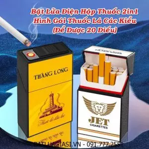 BẬT LỬA ĐIỆN HỘP THUỐC 2IN1 HÌNH GÓI THUỐC LÁ THĂNG LONG (ĐỂ ĐƯỢC 20 ĐIẾU THUỐC) - (SẠC ĐIỆN)