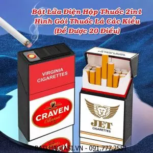 BẬT LỬA ĐIỆN HỘP THUỐC 2IN1 HÌNH GÓI THUỐC LÁ CON MÈO ĐỎ CRAVEN (ĐỂ ĐƯỢC 20 ĐIẾU THUỐC) - (SẠC ĐIỆN)