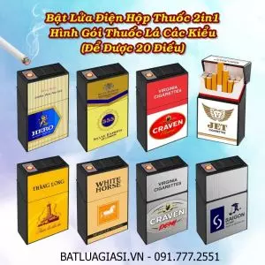 BẬT LỬA ĐIỆN HỘP THUỐC 2IN1 HÌNH GÓI THUỐC LÁ CÁC KIỂU (ĐỂ ĐƯỢC 20 ĐIẾU THUỐC) - (SẠC ĐIỆN)