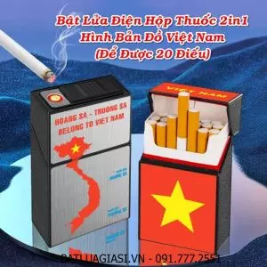 BẬT LỬA ĐIỆN HỘP THUỐC 2IN1 HÌNH BẢN ĐỔ VIỆT NAM (ĐỂ ĐƯỢC 20 ĐIẾU THUỐC) (FULLBOX) - (SẠC ĐIỆN)