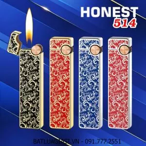 BẬT LỬA GAS ĐÁ THANH DÀI SƠN MÀI PHỦ BÓNG HÌNH HOA VĂN HONEST 514 - (XÀI GAS)