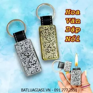 BẬT LỬA GAS ĐÁ MÓC KHÓA HÌNH HOA VĂN DẬP NỔI - (XÀI GAS)