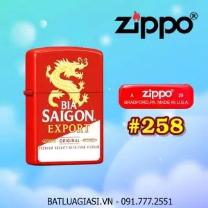 BẬT LỬA ZIPPO SƠN TĨNH ĐIỆN 2 MẶT HÌNH LOGO BIA SÀI GÒN EXPORT (CÓ MỘC ĐÁY) - (XÀI XĂNG) #258