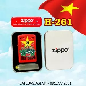 BẬT LỬA ZIPPO SƠN TĨNH ĐIỆN HÌNH KỶ NIỆM 80 NĂM QUỐC KHÁNH VIỆT NAM (2/9/1945 - 2/9/2025) (CÓ MỘC ĐÁY) (HỘP THIẾC KÈM XĂNG) H-261