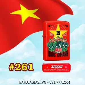 BẬT LỬA ZIPPO SƠN TĨNH ĐIỆN HÌNH KỶ NIỆM 80 NĂM QUỐC KHÁNH VIỆT NAM (2/9/1945 - 2/9/2025) (CÓ MỘC ĐÁY) - (XÀI XĂNG) #261